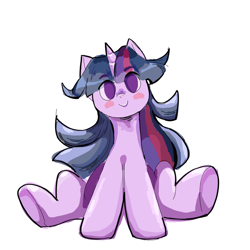 Size: 1600x1600 | Tagged: safe, artist:wimple, imported from derpibooru, twilight sparkle, pony, unicorn, blushing, female, looking at you, simple background, smiling, smiling at you, solo, unicorn twilight, white background