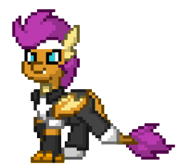 Size: 928x864 | Tagged: safe, artist:gloomy brony, imported from derpibooru, smolder, dracony, dragon, hybrid, pony, pony town, animated, clothes, cosplay, costume, female, gif, king of fighters, kof, kyo kusanagi, pixel art, simple background, solo, transparent background