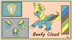 Size: 1192x670 | Tagged: safe, artist:schumette14, imported from derpibooru, oc, oc:beefy cloud, pegasus, alternate universe, next generation, offspring, parent:dumbbell, parent:lightning dust, parents:lightningbell, royal guard