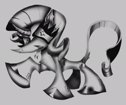 Size: 1920x1603 | Tagged: safe, artist:tamparties, imported from derpibooru, rarity, pony, unicorn, curved horn, female, horn, leonine tail, mare, monochrome, solo, tail