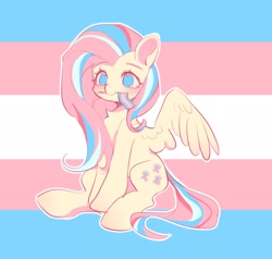 Size: 2048x1952 | Tagged: safe, artist:leafywind, imported from derpibooru, fluttershy, pegasus, pony, alternate hairstyle, female, headcanon, lgbt headcanon, mare, pride, pride flag, sitting, solo, trans female, transgender, transgender pride flag