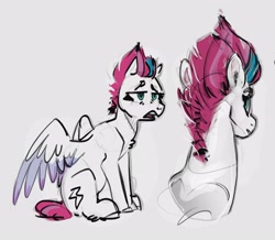 Size: 3261x2840 | Tagged: safe, artist:alumx, imported from derpibooru, zipp storm, pegasus, pony, colored sketch, female, g5, mare, sitting, sketch, solo