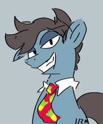 Size: 540x650 | Tagged: safe, artist:uriel1uri, imported from derpibooru, oc, oc only, oc:based pony, earth pony, bust, grin, male, necktie, portrait, smiling, smug, solo