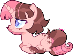 Size: 1902x1448 | Tagged: safe, artist:kurosawakuro, imported from derpibooru, oc, oc:dark chocolate strawberry, pony, unicorn, base used, female, lying down, mare, prone, simple background, solo, transparent background