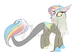 Size: 1600x1222 | Tagged: safe, artist:ipandacakes, imported from derpibooru, oc, draconequus, interspecies offspring, offspring, parent:discord, parent:rainbow dash, parents:discodash, simple background, solo, transparent background