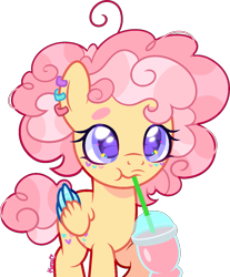 Size: 1103x1333 | Tagged: safe, artist:kurosawakuro, imported from derpibooru, oc, oc only, oc:sugar cookie (fluffyblakeboyo), pegasus, pony, base used, female, mare, milkshake, simple background, solo, transparent background