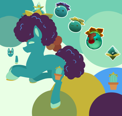 Size: 2382x2262 | Tagged: safe, artist:musical-medic, imported from derpibooru, oc, oc:nightshade (musical-medic), earth pony, pony, female, g5, lineless, mare, pot, slime rancher, solo, tangle slime