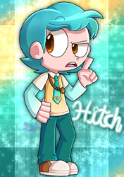 Size: 1129x1600 | Tagged: safe, artist:tom-x-dajimi, imported from derpibooru, hitch trailblazer, human, clothes, converse, g5, humanized, male, necktie, shoes, solo