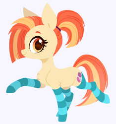 Size: 2808x3000 | Tagged: safe, artist:belka-sempai, imported from derpibooru, shimmy shake, earth pony, pony, clothes, ponytail, simple background, socks, solo, striped socks