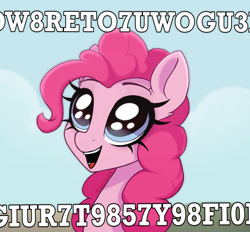 Size: 1948x1807 | Tagged: safe, artist:_alixxie_, imported from derpibooru, pinkie pie, earth pony, pony, bust, caption, portrait, solo, text