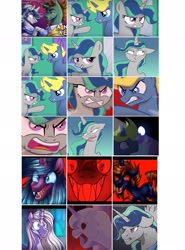 Size: 1517x2048 | Tagged: artist needed, safe, idw, imported from derpibooru, radiant hope, oc, oc:light breeze, oc:mythic blue hope, alicorn, pony, unicorn, alicorn oc, angry, audio drama, breezeverse, clothes, creepy, evil, female, horn, jewelry, life's a breeze, lightverse, male, mare, mother and child, mother and daughter, next generation, nightmare fuel, regalia, scary, sharp teeth, stallion, teeth, wings