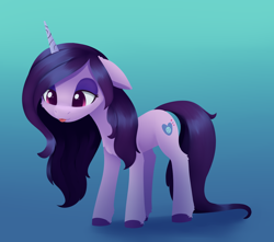 Size: 1980x1752 | Tagged: safe, artist:dusthiel, imported from derpibooru, izzy moonbow, pony, unicorn, floppy ears, g5, goth, goth izzy, gradient background, solo, tongue out