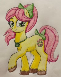 Size: 2408x3044 | Tagged: safe, artist:bozzerkazooers, imported from derpibooru, earth pony, pony, female, g5, mare, my little pony: tell your tale, posey bloom, simple background, solo, traditional art, white background