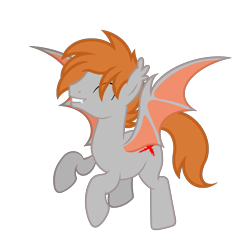 Size: 2000x2000 | Tagged: safe, artist:ponkus, imported from derpibooru, oc, oc only, oc:dusk mane, bat pony, pony, ^^, bat pony oc, bat wings, ear fluff, ear tufts, eyes closed, flying, full body, grin, high res, hooves, male, show accurate, simple background, smiling, solo, spread wings, stallion, transparent background, wings