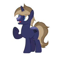 Size: 2000x2000 | Tagged: safe, artist:ponkus, imported from derpibooru, oc, oc only, oc:kitty, pony, unicorn, full body, high res, hooves, horn, male, open mouth, open smile, raised hoof, show accurate, simple background, smiling, solo, stallion, standing, tail, transparent background, two toned mane, two toned tail, unicorn oc