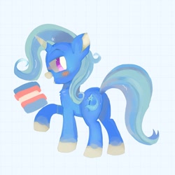 Size: 2048x2048 | Tagged: safe, artist:bug-roux, imported from derpibooru, trixie, pony, unicorn, butt, flag, horn, plot, pride, pride flag, raised hoof, solo, trans trixie, transgender, transgender pride flag
