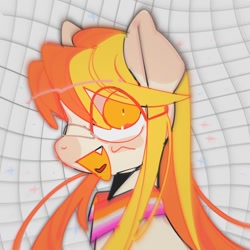 Size: 1024x1024 | Tagged: safe, artist:poneko-chan, imported from derpibooru, oc, oc only, oc:poneco, pony, bust, eye clipping through hair, open mouth, pride, simple background, solo, white background