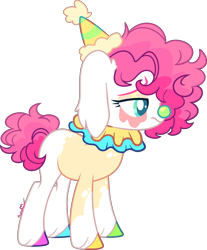 Size: 1931x2330 | Tagged: safe, artist:kurosawakuro, imported from derpibooru, oc, earth pony, base used, clown, clown nose, female, hat, mare, party hat, red nose, simple background, solo, transparent background