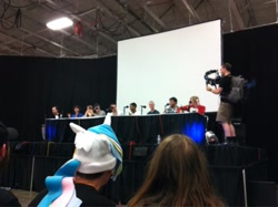 Size: 1024x765 | Tagged: safe, imported from derpibooru, human, bronycon, bronycon 2012, irl, irl human, musician, panel, photo