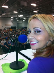 Size: 765x1024 | Tagged: safe, imported from derpibooru, human, bronycon, bronycon 2012, crowd, irl, irl human, microphone, panel, photo, tara strong, voice actor