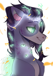 Size: 1125x1605 | Tagged: safe, artist:azaani, imported from derpibooru, oc, earth pony, fish, hybrid, merpony, original species, pony, fish tail, glowing, glowing eyes, male, many eyes, request, simple background, solo, tail