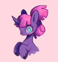 Size: 860x924 | Tagged: safe, artist:10uhh, imported from derpibooru, oc, oc only, pony, unicorn, female, horn, mare, pink background, simple background, solo, white pupils