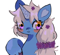 Size: 1292x1200 | Tagged: safe, artist:10uhh, imported from derpibooru, oc, oc only, oc:moonflower, pony, unicorn, female, heart ears, horn, looking at you, mare, raised hoof, simple background, solo, white background