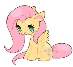 Size: 996x912 | Tagged: safe, artist:10uhh, imported from derpibooru, fluttershy, pegasus, pony, doodle, female, heart ears, looking down, no pupils, simple background, sitting, solo, white background, wings