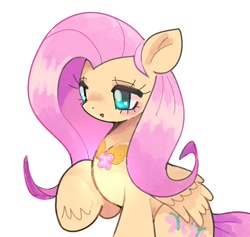 Size: 1140x1080 | Tagged: safe, artist:10uhh, imported from derpibooru, fluttershy, pegasus, pony, element of kindness, female, folded wings, mare, raised hoof, simple background, sitting, solo, white background, wings