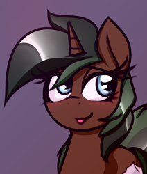 Size: 1210x1426 | Tagged: safe, artist:jetwave, imported from derpibooru, oc, oc only, oc:rosetta spring, pony, unicorn, bedroom eyes, blushing, bust, commission, female, mare, simple background, solo, tongue out