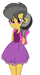 Size: 1280x2391 | Tagged: safe, artist:3d4d, imported from derpibooru, daring do, human, equestria girls, clothes, commission, female, hands behind back, legs, personality swap, shy, simple background, skirt, solo, tomboy taming, transparent background