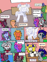 Size: 1245x1632 | Tagged: safe, artist:ask-luciavampire, imported from derpibooru, oc, changeling, dracony, dragon, earth pony, fairy, hybrid, kirin, pegasus, pony, undead, vampire, vampony, comic, kirin oc, tumblr