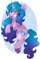 Size: 1725x2522 | Tagged: safe, artist:cinnamontee, imported from derpibooru, izzy moonbow, pony, unicorn, backwards cutie mark, eyebrows, eyebrows visible through hair, g5, simple background, smiling, solo, transparent background, unshorn fetlocks