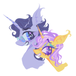 Size: 500x501 | Tagged: safe, artist:webkinzworldz, imported from twibooru, jet set, upper crust, pony, unicorn, bust, couple, ear tufts, eyeshadow, female, glasses, image, makeup, male, mare, png, simple background, stallion, straight, white background