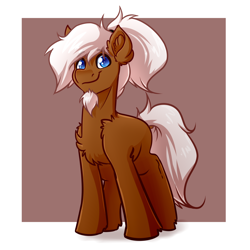 Size: 4000x4000 | Tagged: safe, artist:witchtaunter, imported from derpibooru, oc, earth pony, pony, chest fluff, commission, ear fluff, looking at you, male, ponytail, simple background, smiling, smiling at you, solo