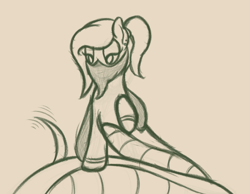 Size: 1147x889 | Tagged: safe, artist:ahorseofcourse, imported from derpibooru, oc, oc only, lamia, original species, pony, beige background, female, mare, monochrome, simple background, sketch, solo, veil