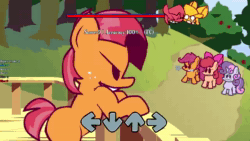 Size: 1280x720 | Tagged: safe, artist:rainbrony, imported from derpibooru, apple bloom, babs seed, diamond tiara, scootaloo, silver spoon, sweetie belle, earth pony, pegasus, pony, unicorn, one bad apple, season 3, angry, animated, apple, bipedal, bow, butt, clubhouse, crusaders clubhouse, crying, cutie mark crusaders, emanata, eyes closed, female, filly, floppy ears, flying, foal, food, friday night funkin', frown, funkin' is magic, glasses, hair bow, horn, jewelry, mare, plot, sad, scene interpretation, smiling, sound, sweet apple acres, tiara, tree, webm, wings, youtube link