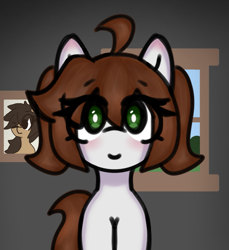 Size: 1327x1451 | Tagged: safe, artist:seylan, imported from derpibooru, oc, oc only, oc:cherro, oc:kurkou, earth pony, pony, digital art, eye clipping through hair, picture frame, simple background, window