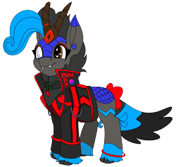 Size: 2432x2304 | Tagged: safe, artist:brainiac, imported from derpibooru, oc, oc only, oc:heccin pepperino, kirin, cyberpunk, female, mare, simple background, solo, transparent background
