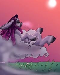 Size: 1638x2048 | Tagged: safe, artist:unfinishedheckery, imported from derpibooru, oc, oc only, pegasus, pony, bedroom eyes, big ears, cloud, digital art, drugs, female, mare, marijuana, on a cloud, red eyes, sitting, sitting on a cloud, smoking, solo, tail, weeds, wings