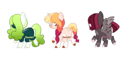 Size: 1666x762 | Tagged: safe, artist:moonert, imported from derpibooru, oc, oc only, earth pony, pegasus, pony, unicorn, base used, colored hooves, earth pony oc, hair over eyes, horn, pegasus oc, simple background, transparent background, unicorn oc