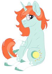 Size: 1372x1944 | Tagged: safe, alternate version, artist:moonert, imported from derpibooru, oc, oc only, pony, unicorn, background removed, ear fluff, glasses, horn, male, simple background, sitting, smiling, solo, stallion, transparent background, unicorn oc