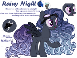 Size: 3700x2800 | Tagged: safe, artist:henori_artist, imported from derpibooru, princess luna, thunderlane, pegasus, pony, curly hair, curly mane, curly tail, cutie mark, eyebrows, female, freckles, fusion, goggles, goggles on head, male, mare, open mouth, raised hoof, scar, simple background, stallion, standing, tail, underhoof, white background