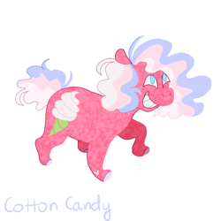 Size: 640x640 | Tagged: safe, artist:skyefal, imported from derpibooru, cotton candy (g3), earth pony, pony, blue eyes, chonk, chubby, colored hooves, curly hair, g3, pink coat, poofy mane, simple background, smiling, white background