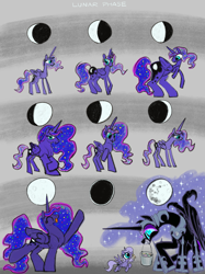 Size: 2999x4000 | Tagged: safe, artist:ja0822ck, imported from derpibooru, nightmare moon, princess luna, alicorn, pony, bucket, candy, clothes, cute, eyes closed, female, filly, foal, food, frown, horn, jewelry, lidded eyes, looking back, lunabetes, lunar phases, mare, moon, mouth hold, open mouth, raised hoof, rearing, regalia, s1 luna, sharp teeth, smiling, spread wings, teeth, wings, woona, young luna, younger