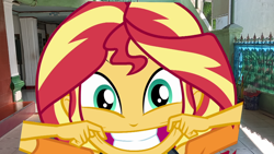 Size: 1920x1080 | Tagged: safe, artist:rarityvrymercollectiveoriginals, imported from derpibooru, sunset shimmer, human, equestria girls, equestria girls series, rollercoaster of friendship, geode of empathy, irl, magical geodes, photo, sunset shimmer is best facemaker