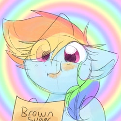 Size: 3000x3000 | Tagged: safe, artist:lbrcloud, imported from derpibooru, rainbow dash, pegasus, pony, bust, cute, dashabetes, eating, eye clipping through hair, female, floppy ears, food, mare, portrait, sketch, solo, sugar (food)