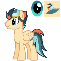 Size: 600x600 | Tagged: artist needed, safe, imported from derpibooru, oc, oc only, oc:turbo swifter, pegasus, pony, folded wings, full body, hooves, male, multicolored mane, multicolored tail, pegasus oc, simple background, smiling, solo, stallion, standing, tail, transparent background, wings