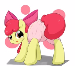 Size: 2868x2540 | Tagged: safe, artist:up_p_ab, imported from derpibooru, apple bloom, earth pony, pony, bloomers, blushing, butt, female, filly, foal, looking at you, looking back, looking back at you, plot, solo