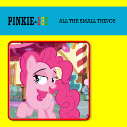 Size: 12500x12500 | Tagged: safe, imported from derpibooru, pinkie pie, earth pony, pony, absurd resolution, album cover, album parody, blink-182, parody, square, text